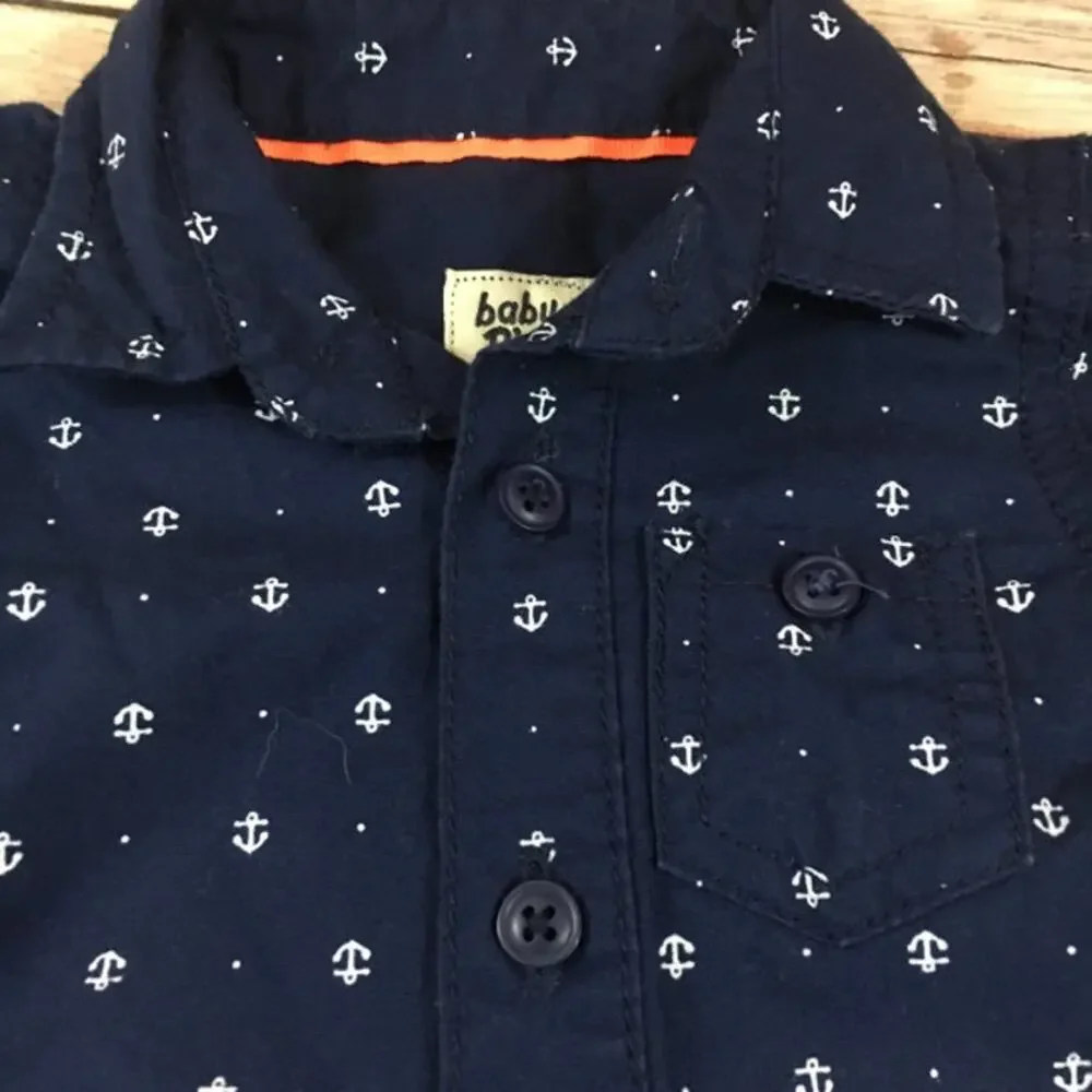 OshKosh B'Gosh Boys Romper Size 9 Months Navy Anchor Print Anchors‎ Nautical